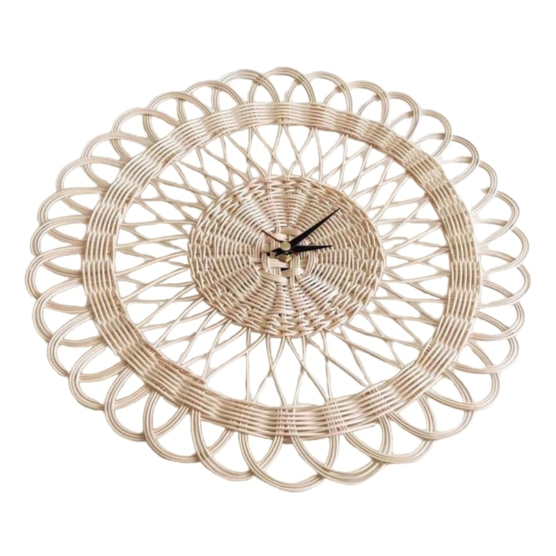 Horloge sans chiffre en rotin tissé - Meubles en rotin 