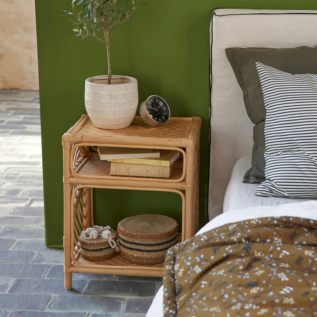 Table de chevet en rotin et bambou hggg - Meubles en rotin 