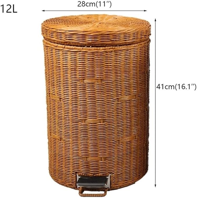 Poubelle en rotin tissé avec pédale - Meubles en rotin 