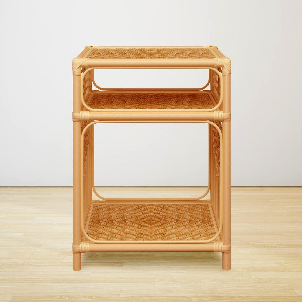 Table de chevet en rotin et bambou - Meubles en rotin 