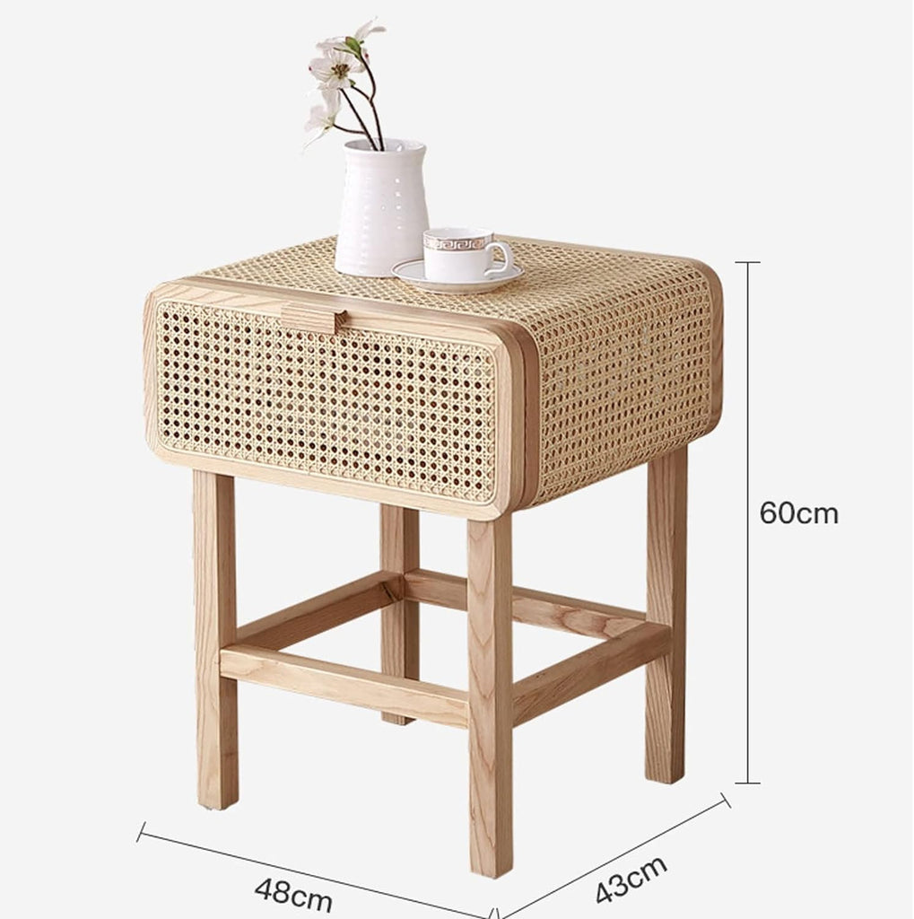 Table de chevet en osier de style coréen - Meubles en rotin 