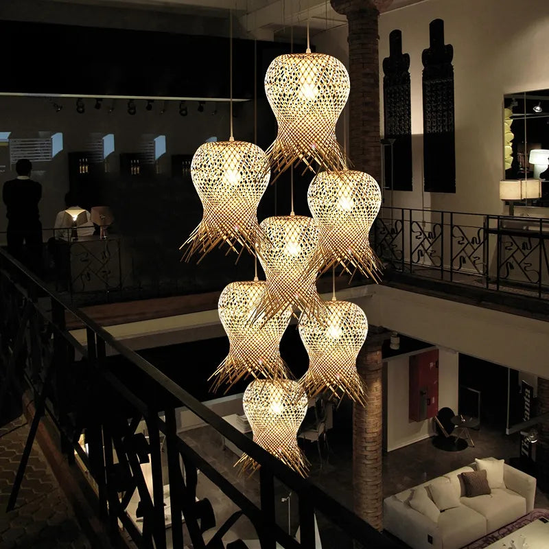 Lustre Rotin Bambou Osier - Meubles en rotin 