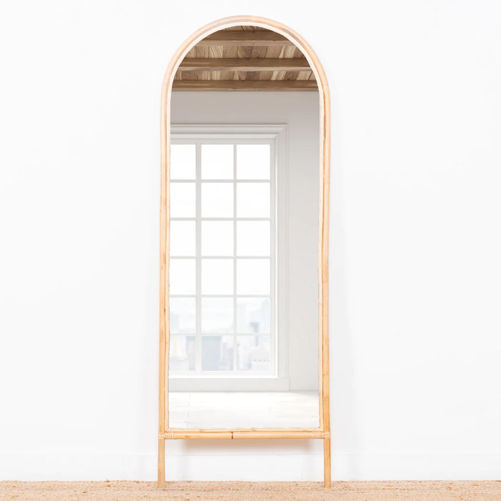 Grand Miroir sur pied en rotin - Meubles en rotin 