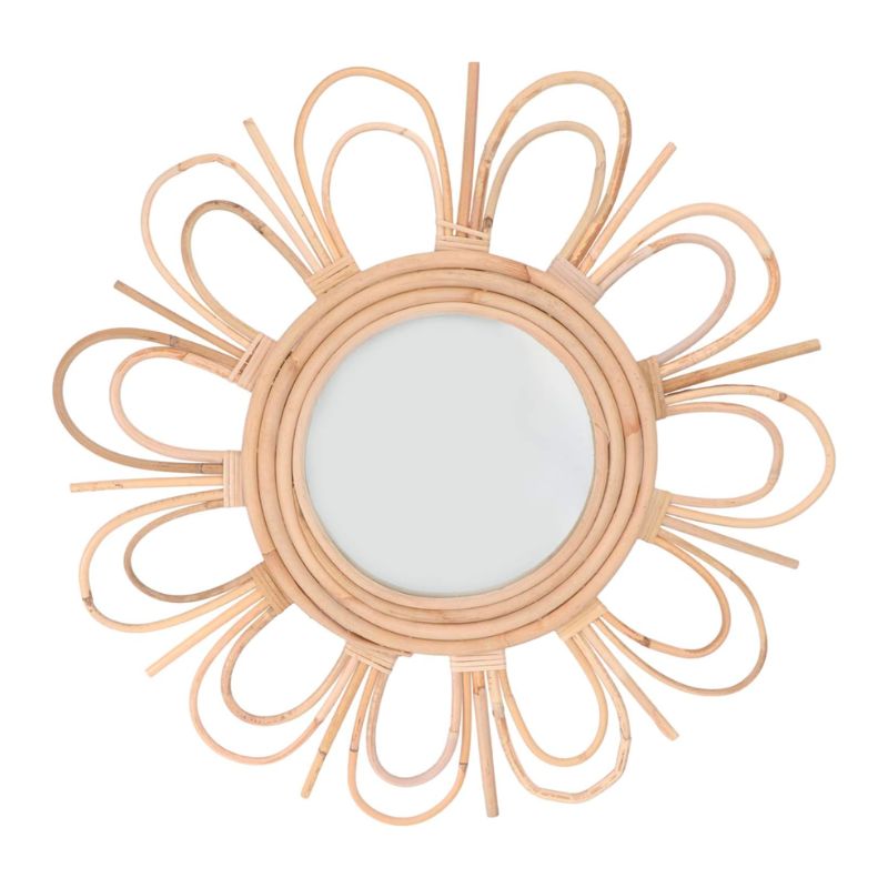 Petit Miroir fleur rotin - Meubles en rotin 
