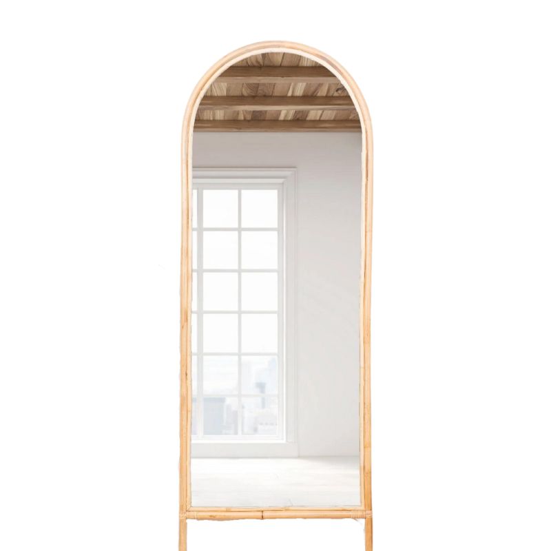 Grand Miroir sur pied en rotin - Meubles en rotin 