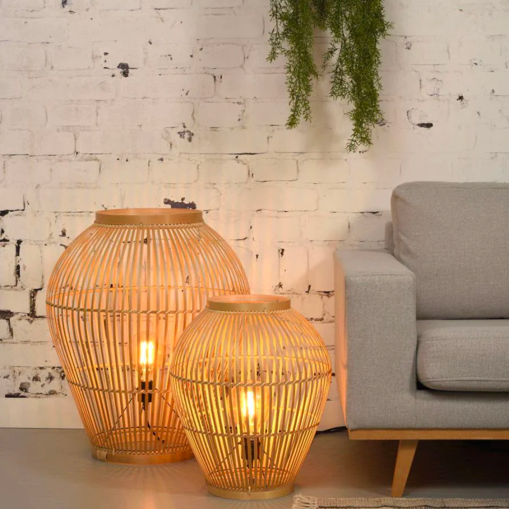 Lampadaire Rotin Bambou - Meubles en rotin 