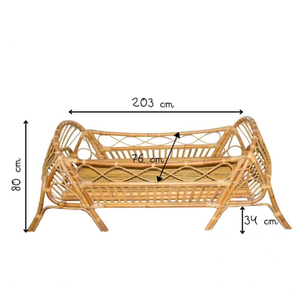Lit enfant en rotin naturel cannage - Meubles en rotin 