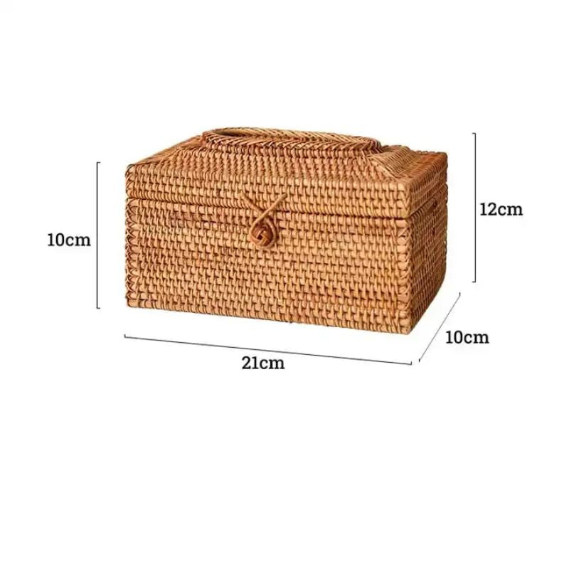 Coffre rectangulaire petit en rotin - Meubles en rotin 