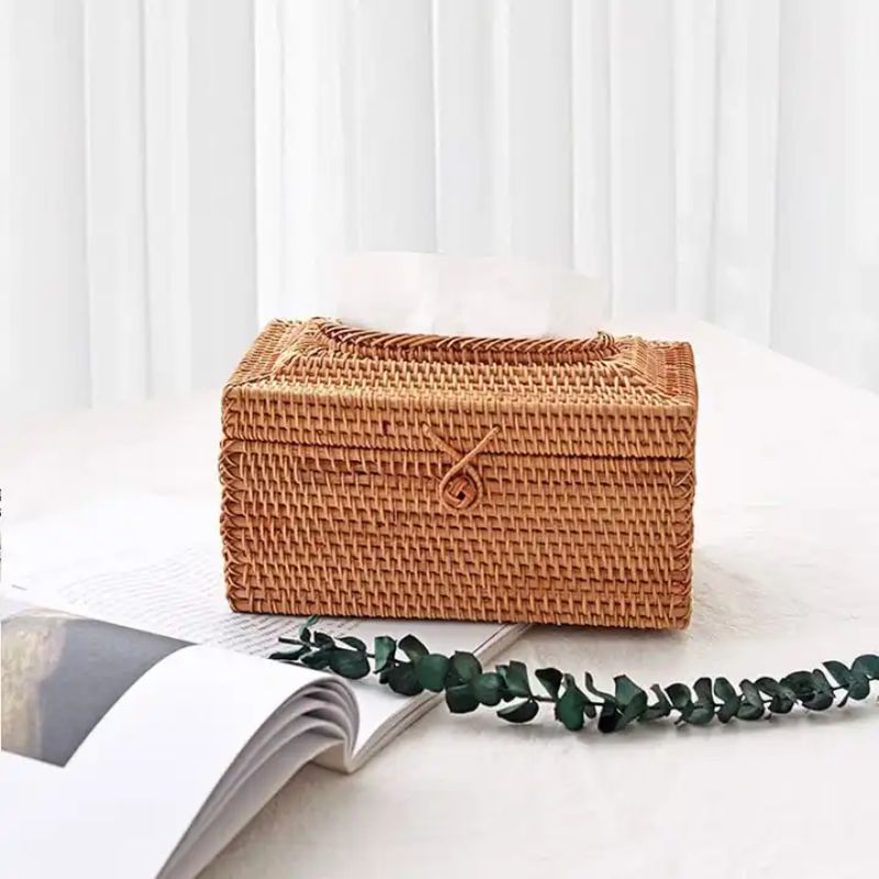 Coffre rectangulaire petit en rotin - Meubles en rotin 