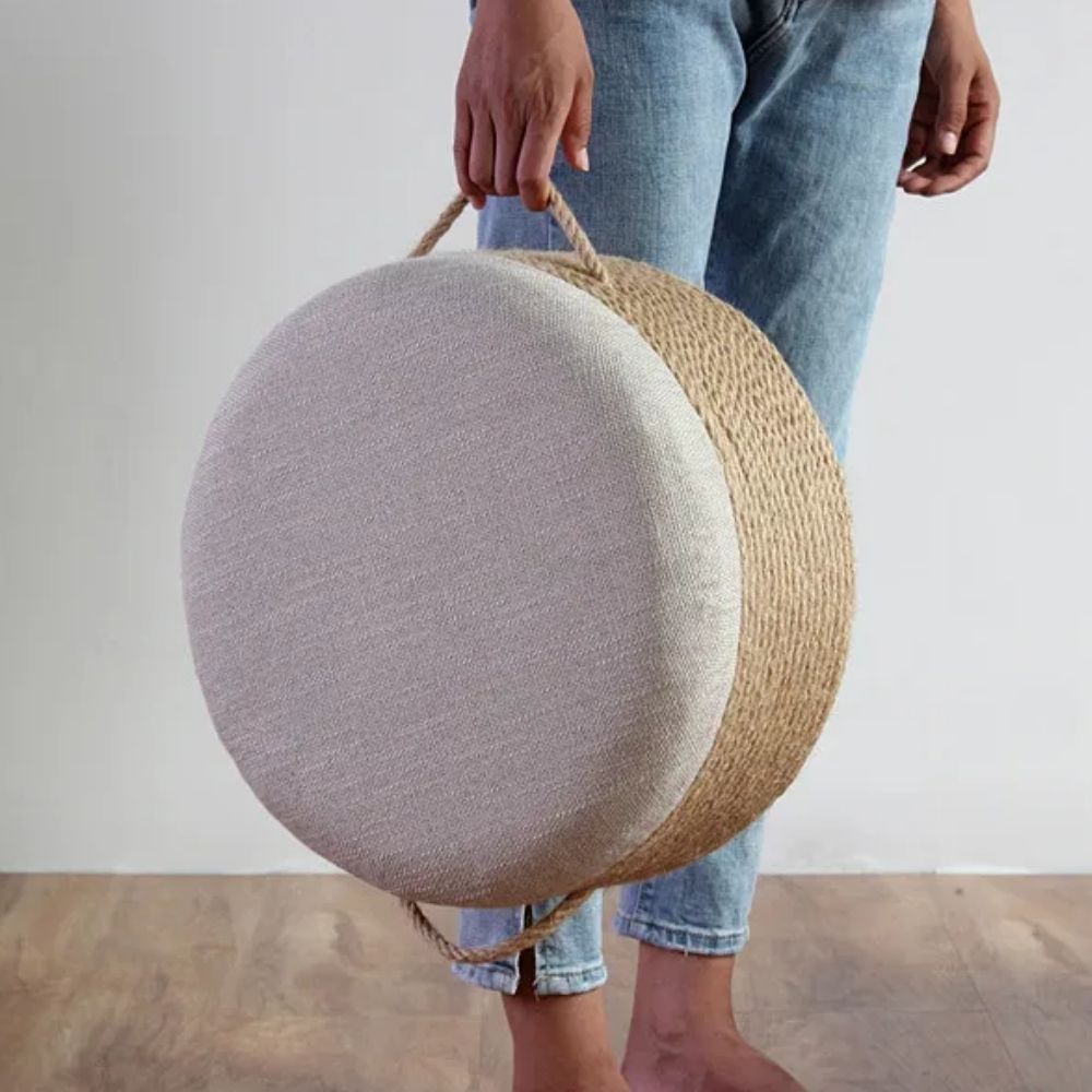 Pouf de rotin en Cordes Tressées - Meubles en rotin 