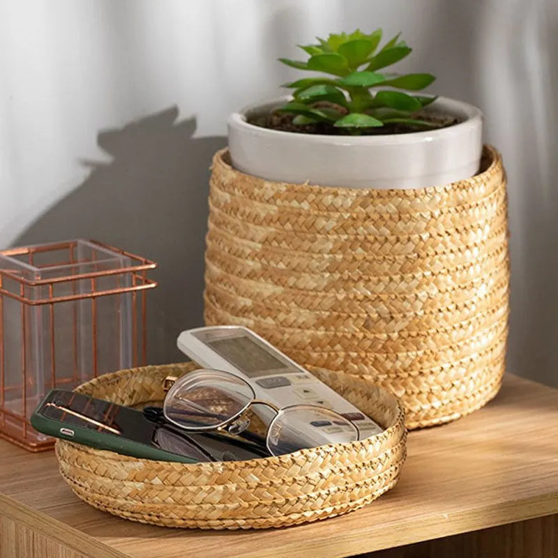 Panier avec couvercle tissé en rotin - Meubles en rotin 