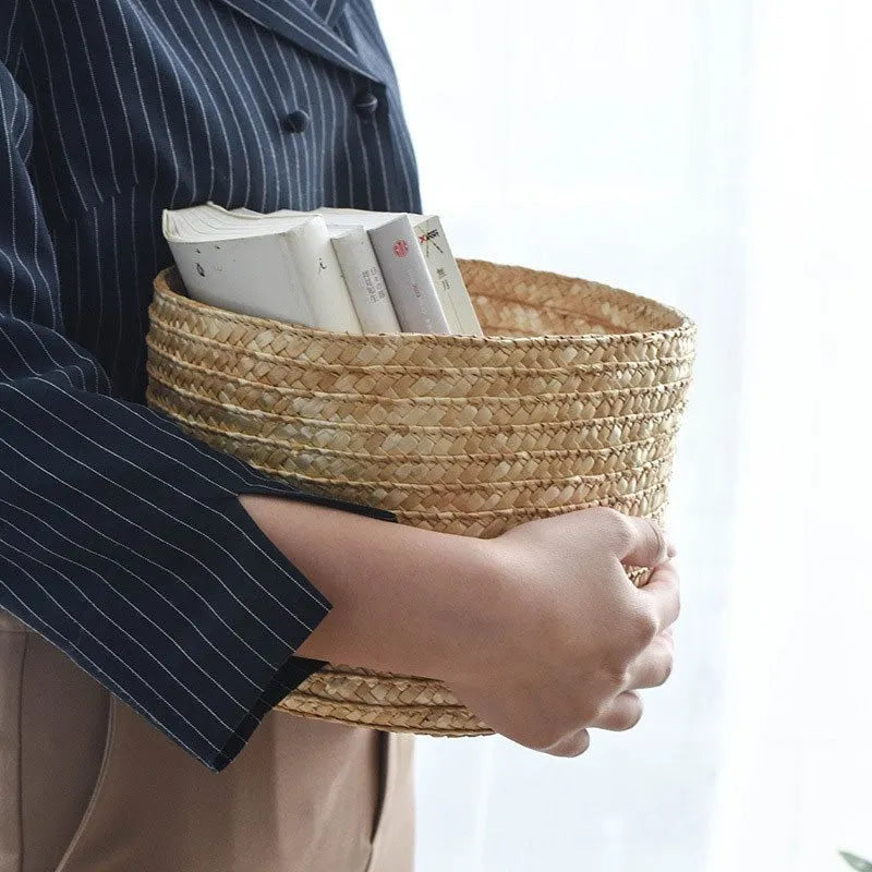Panier avec couvercle tissé en rotin - Meubles en rotin 
