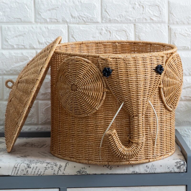 Coffre à jouets en rotin de style éléphant - Meubles en rotin 