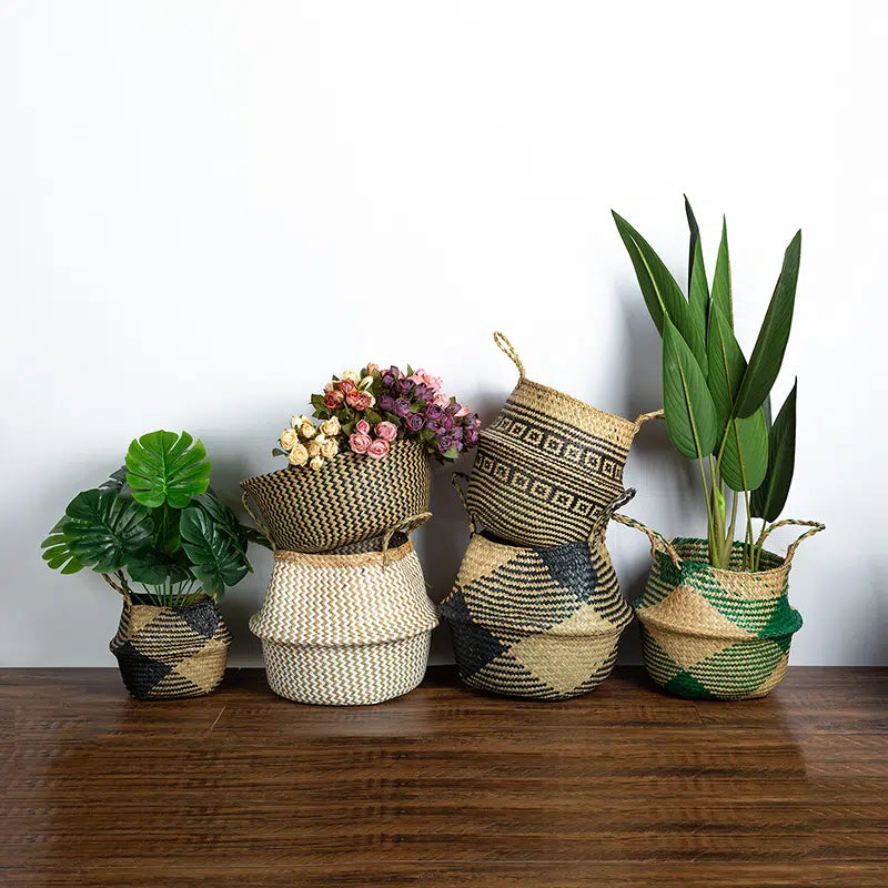 Cache pot de rangement en osier et en rotin - Meubles en rotin 