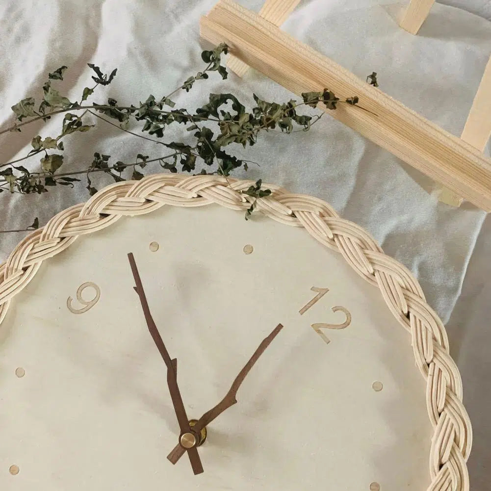 Horloge ronde murale en rotin - Meubles en rotin 