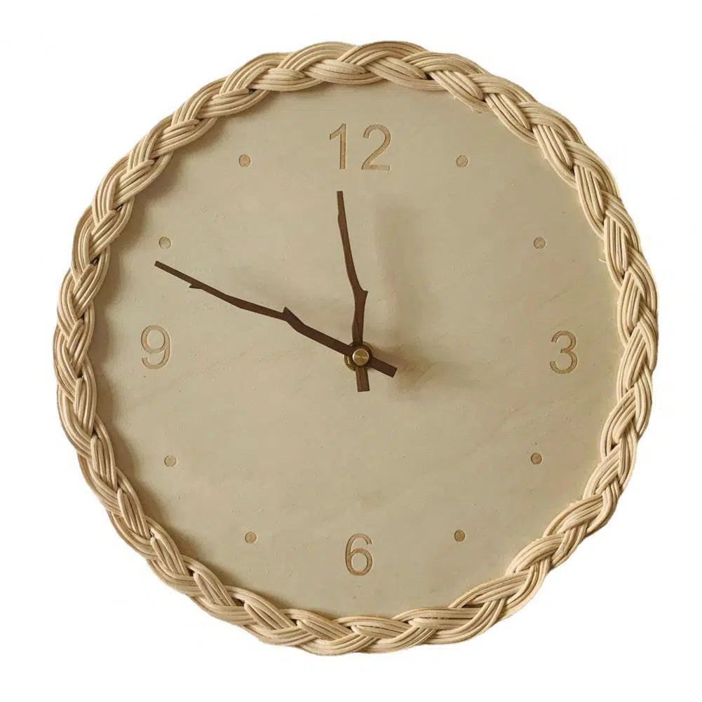 Horloge ronde murale en rotin - Meubles en rotin 