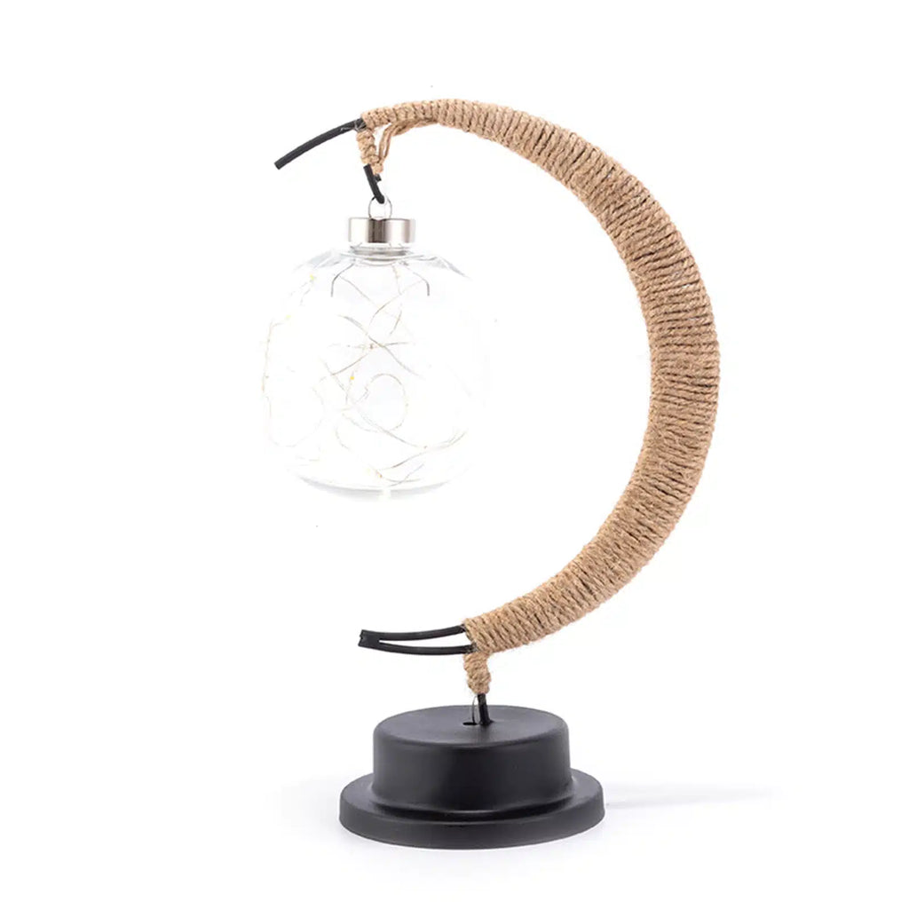 Lampe rotin USB Forme Lune - Meubles en rotin 