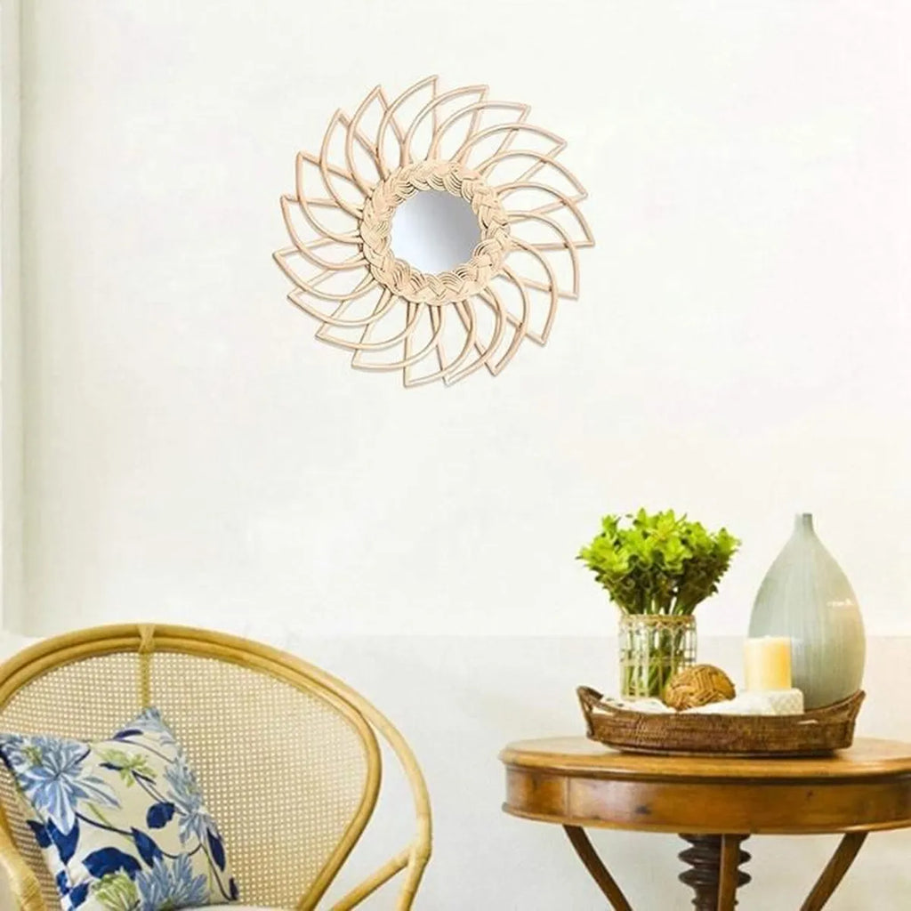 Miroir Soleil Rotin Pointu - Meubles en rotin 