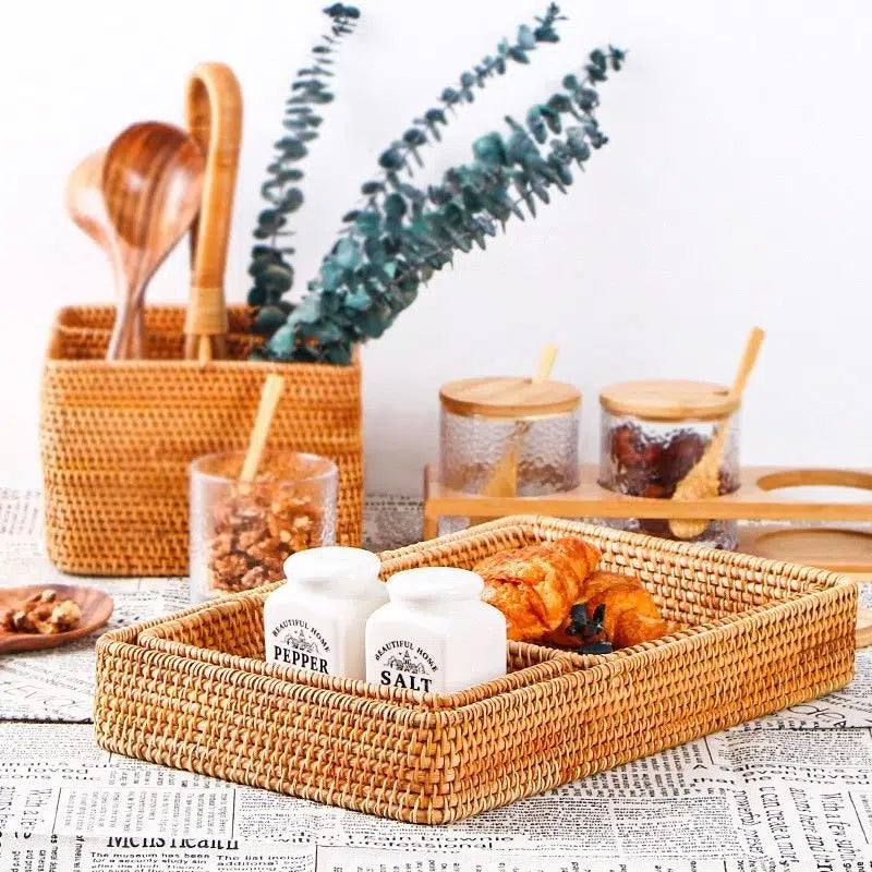 Panier de rangement en rotin rectangulaire - Meubles en rotin 