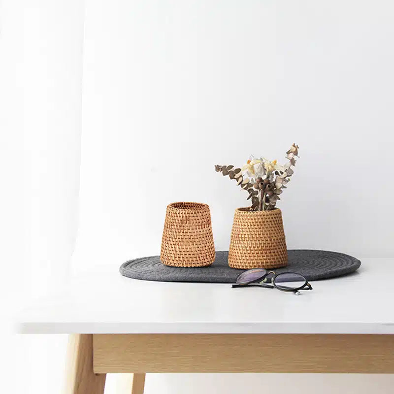Panier de rangement tissé en rotin - Meubles en rotin 
