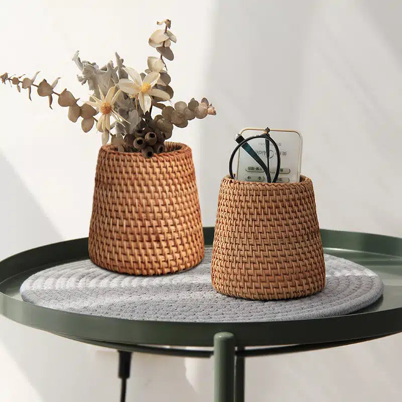 Panier de rangement tissé en rotin - Meubles en rotin 