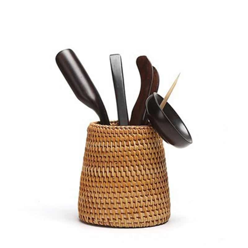 Panier de rangement tissé en rotin - Meubles en rotin 