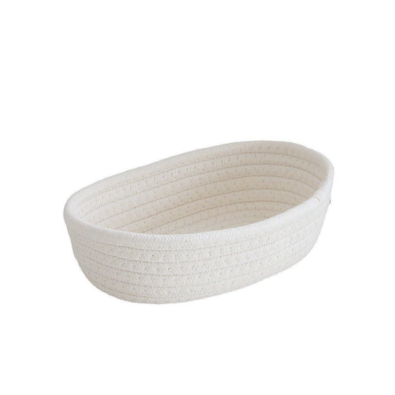 Panier de rangement blanc en coton tissé de style nordique - Meubles en rotin 