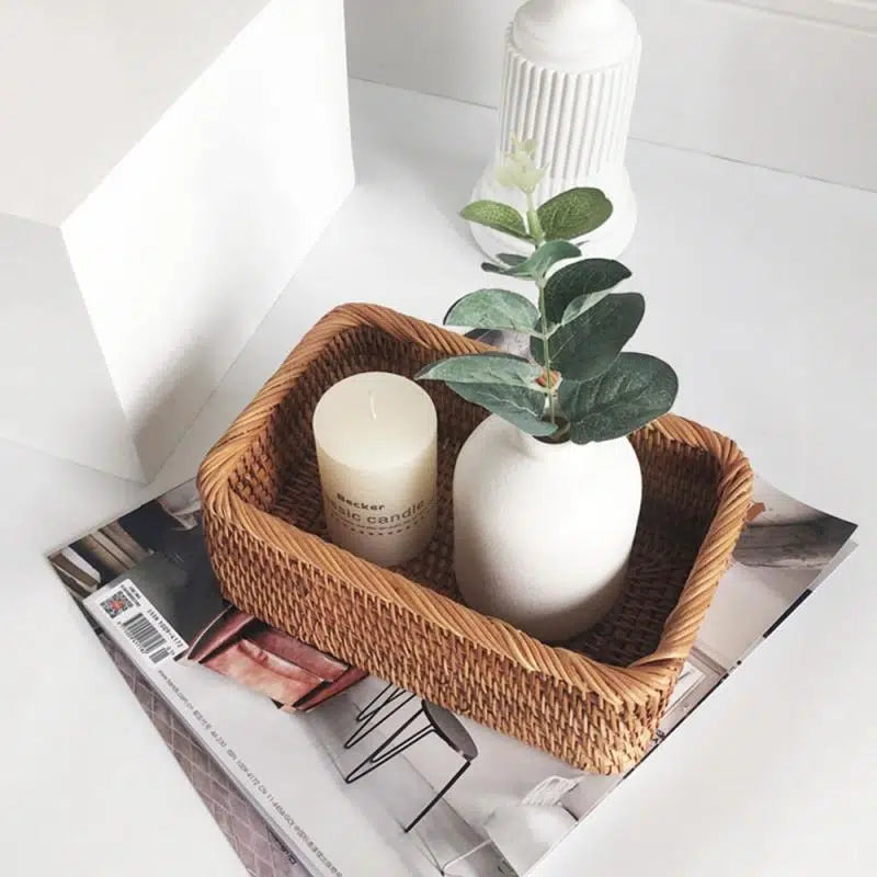 Panier rectangulaire en rotin de rangement - Meubles en rotin 
