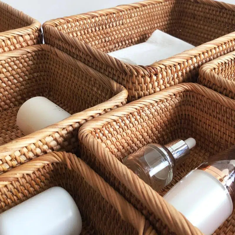 Panier rectangulaire en rotin de rangement - Meubles en rotin 
