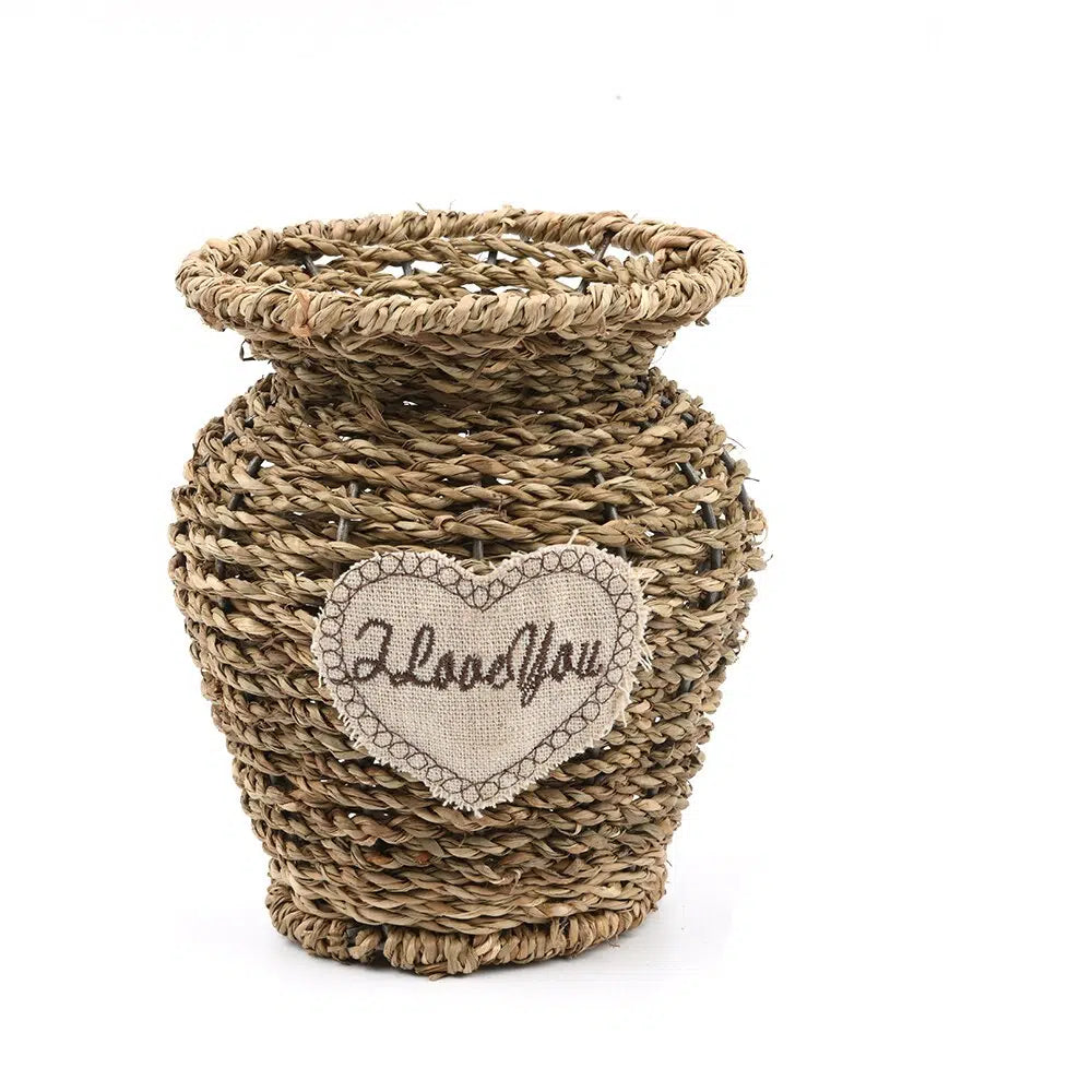 Petit vase à fleurs en rotin Vintage - Meubles en rotin 