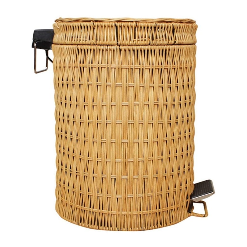 Poubelle en rotin tissé avec pédale - Meubles en rotin 