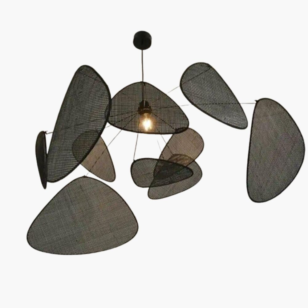 Suspension Rotin Noir Motif Feuilles - Meubles en rotin 