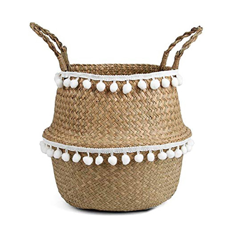 Cache-Pot rotin avec dentelle style nordique - Meubles en rotin 