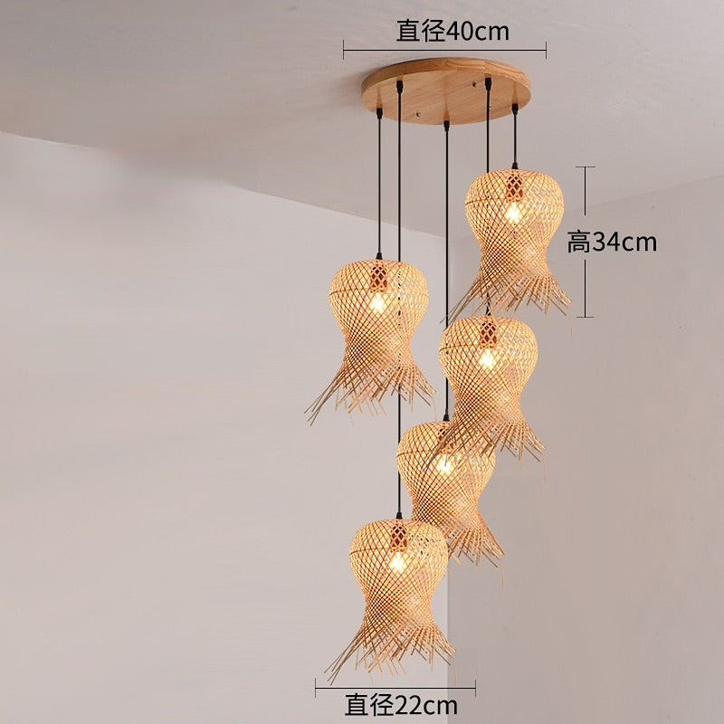 Lustre Rotin Bambou Osier - Meubles en rotin 