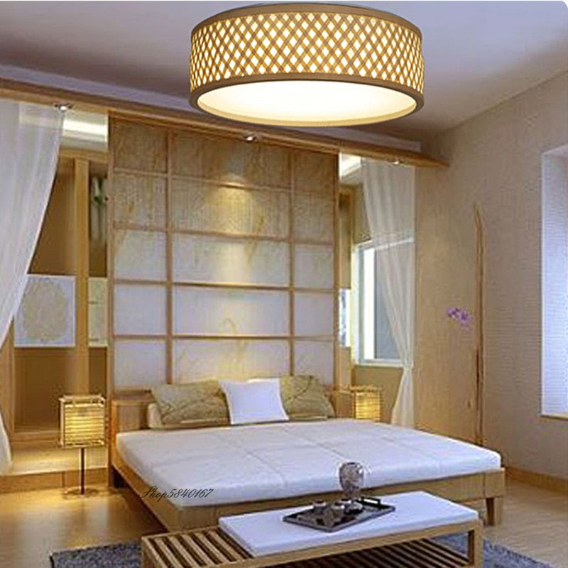 Plafonnier rotin LED - Meubles en rotin 