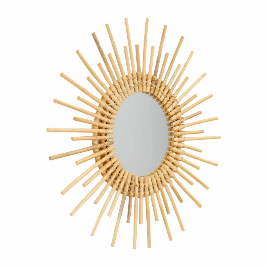 Miroir soleil rond rotin - Meubles en rotin 