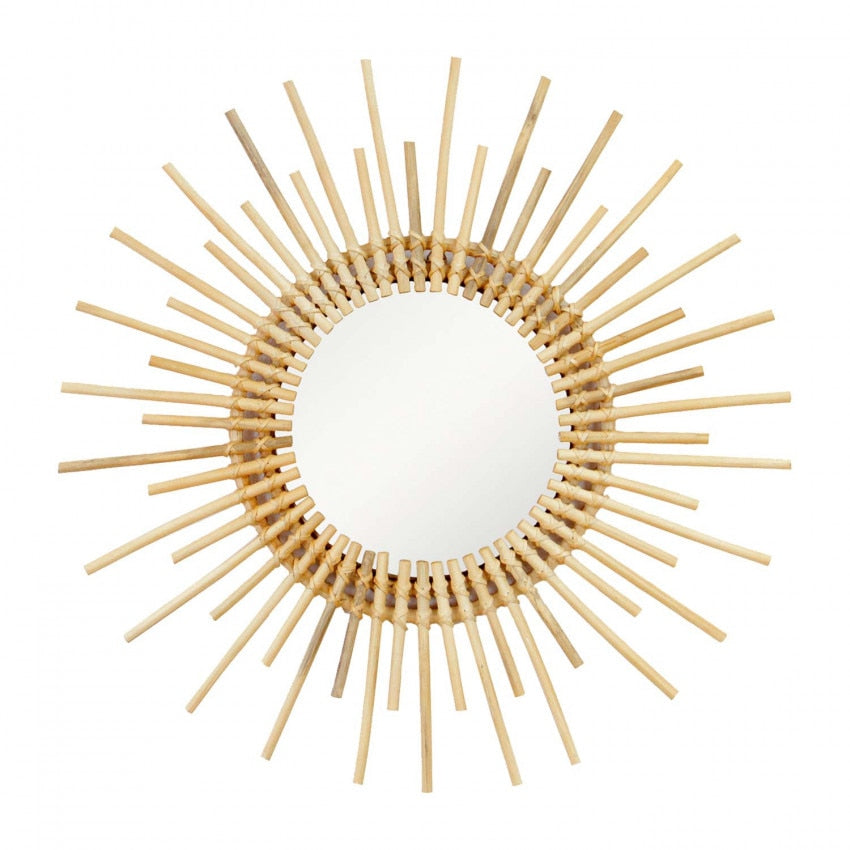 Miroir soleil rond rotin - Meubles en rotin 