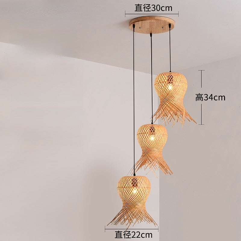 Lustre Rotin Bambou Osier - Meubles en rotin 