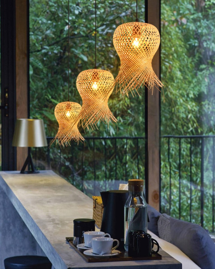 Lustre Rotin Bambou Osier - Meubles en rotin 