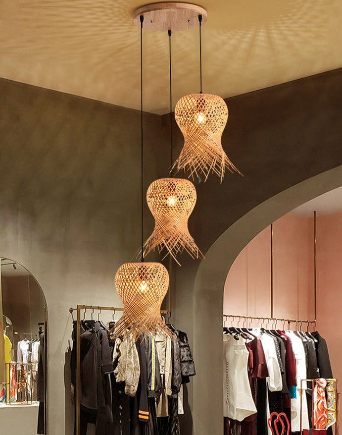 Lustre Rotin Bambou Osier - Meubles en rotin 