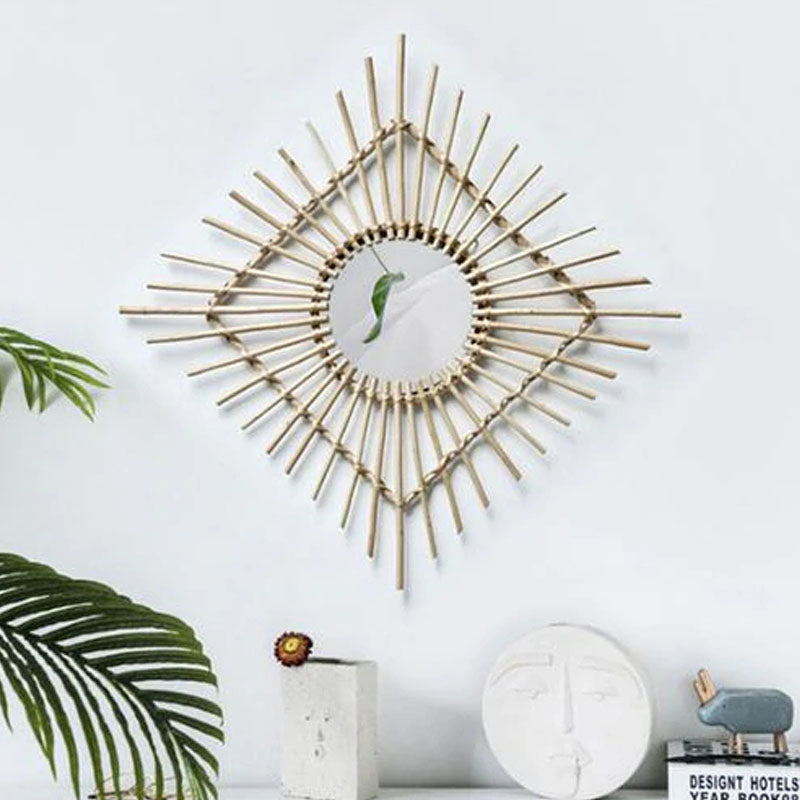 Miroir Soleil Rotin Vintage - Meubles en rotin 